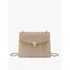 BVLGARI LIGHT GOLD SERPENTI FOREVER CRYSTAL-EMBELLISHED LEATHER TOP-HANDLE BAG