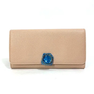 Pre-owned Bvlgari Light Pink Leather Long Wallet (bi-fold) ()