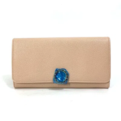 Pre-owned Bvlgari Light Pink Leather Long Wallet (bi-fold) ()