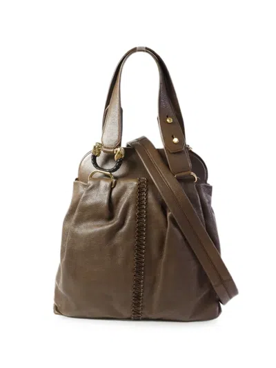 Pre-owned Bvlgari Lion Head Leather Shoulder Bag In Brown