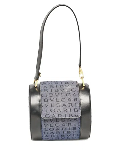 Pre-owned Bvlgari Logo-jacquard Denim Shoulder Bag