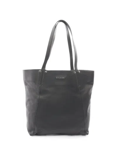 Pre-owned Bvlgari Logo Leather Shoulder Bag In Black
