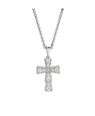 Bvlgari White Gold And Diamond Croce Necklace In Silver