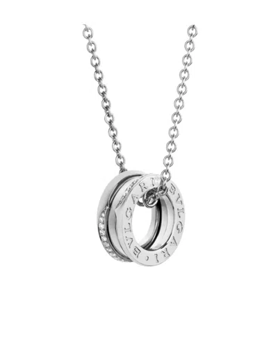 Bvlgari Womens White Gold B.zero1 18ct White-gold And 0.14ct Brilliant-cut Diamond Pendant Necklace