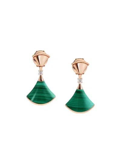 Bvlgari Logo Stud Earrings In Green