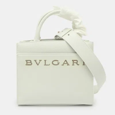 Pre-owned Bvlgari Logo White Leather Tote