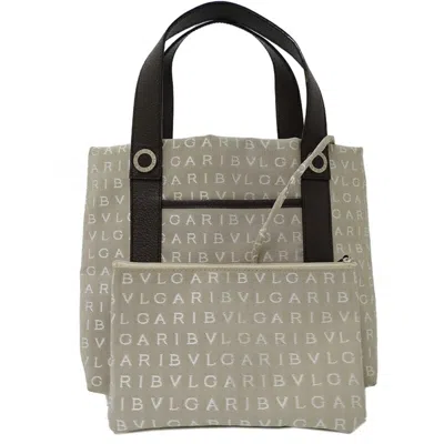 Pre-owned Bvlgari Logomania Beige Canvas Handbag Tote Bag ()