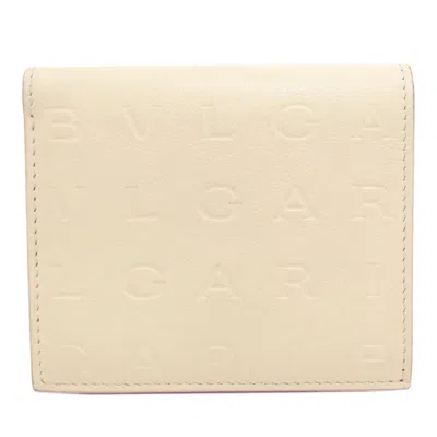 Pre-owned Bvlgari Logomania Beige Leather Wallet (bi-fold) ()