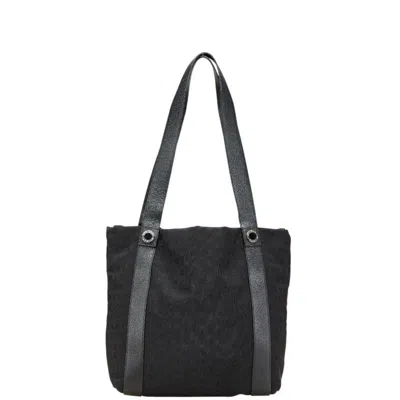 Pre-owned Bvlgari Logomania Black Canvas Handbag Pouch Tote Bag ()