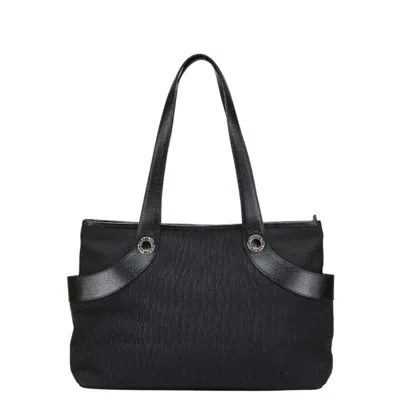 Pre-owned Bvlgari Logomania Black Canvas Handbag Tote Bag ()