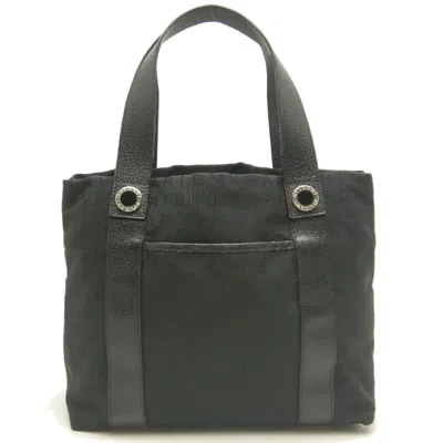 Pre-owned Bvlgari Logomania Black Canvas Tote Bag ()