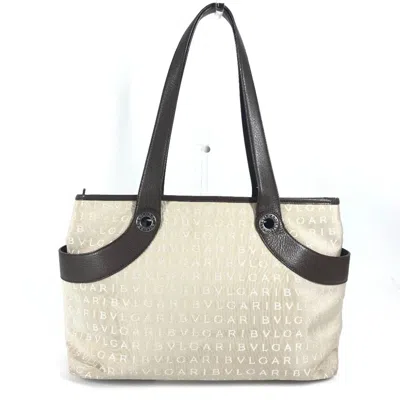 Pre-owned Bvlgari Logomania Leather Canvas Shoulder Bag Tote Bag ()