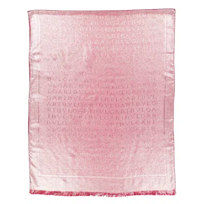 Bvlgari Logomania Lettere Maxi Silk Wool Stole In Pink