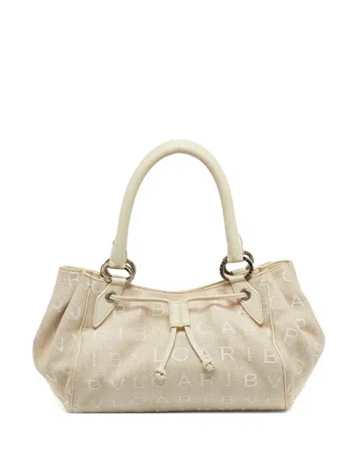 Pre-owned Bvlgari Logomania Logo-lettering Tote Bag In Neutral