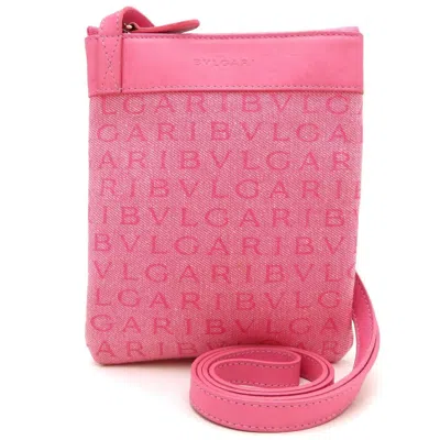 Pre-owned Bvlgari Logomania Pink Canvas Leather Shoulder Bag ()