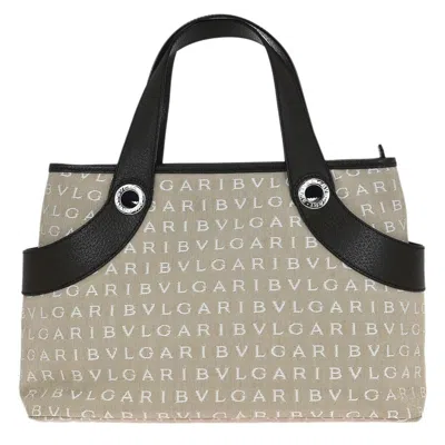 Pre-owned Bvlgari Logomania Tote Bag Canvas Beige Canvas Tote Bag Bag () In Sand