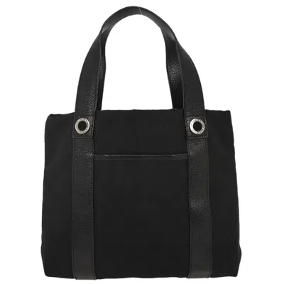 Pre-owned Bvlgari Logomania Tote Bag Canvas Black Canvas Tote Bag Bag ()