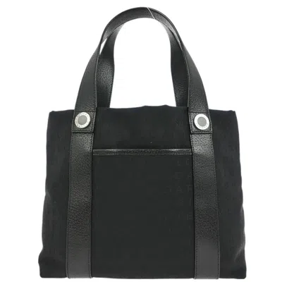 Pre-owned Bvlgari Logomania Tote Bag Canvas Black Canvas Tote Bag Bag ()