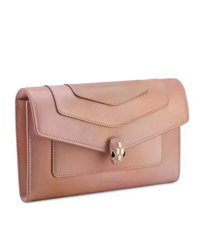 Bvlgari Long Goat Leather Serpenti Forever Wallet In Pink