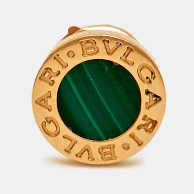 Pre-owned Bvlgari Malachite 18k Rose Gold Earring