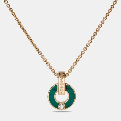 Pre-owned Bvlgari Malachite Diamond 18k Rose Gold Necklace