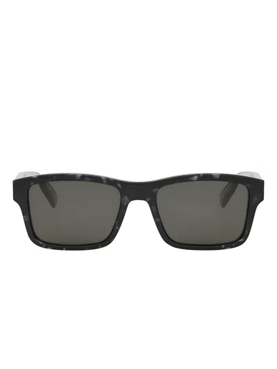 Bvlgari Marble-effect Square Sunglasses In Black