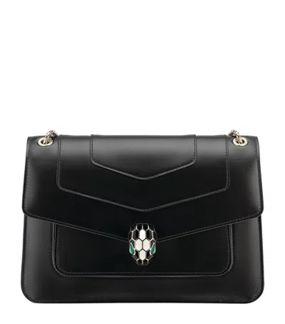 Bvlgari Medium Leather Serpenti Forever Shoulder Bag In Black