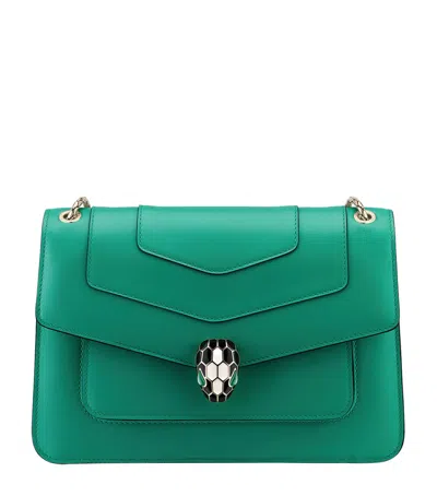 Bvlgari Medium Leather Serpenti Forever Shoulder Bag In Green