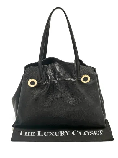 Pre-owned Bvlgari Medium Twist Leather Tote Bag In Black