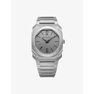 Bvlgari Mens Grey Octo Finissimo Titanium Automatic Watch In Silver