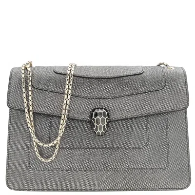 Bvlgari Metallic Grey Serpenti Forever Shoulder Bag