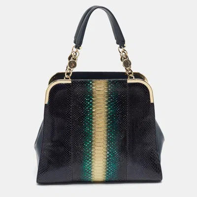 Pre-owned Bvlgari Metallic Multicolor Python Frame Satchel