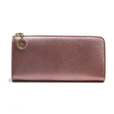 Pre-owned Bvlgari Metallic Pink Pink Leather Long Wallet (bi-fold) ()