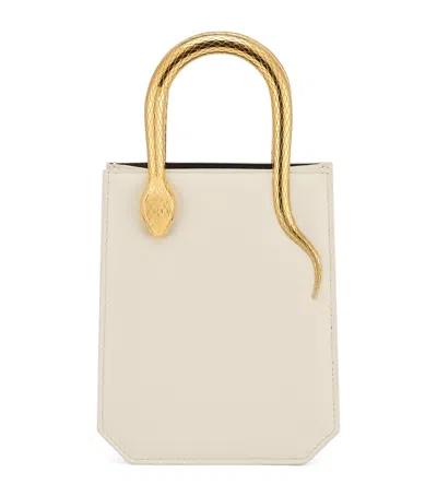 Bvlgari Mini Leather Serpentine Tote Bag In White
