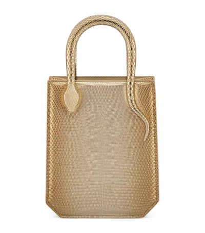 Bvlgari Mini Lizard Skin Serpentine Tote Bag In Gold