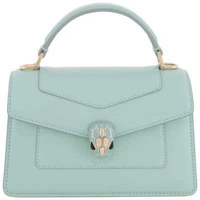 Bvlgari Womens Light Blue Serpenti Forever Leather Top-handle Bag