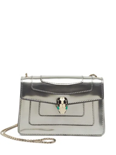 Pre-owned Bvlgari Mini Serpenti Forever Shoulder Bag In Silver