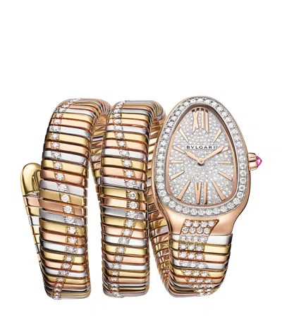 Bvlgari Mixed Gold And Diamond Serpenti Tubogas Infinity Watch