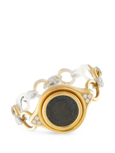 Pre-owned Bvlgari Monete Diamond And Ancient Coin Bracelet In Gold