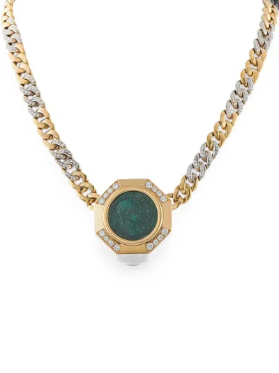 Pre-owned Bvlgari Monete Diamond Necklace In Gold
