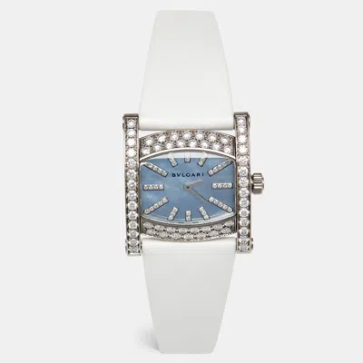 Pre-owned Bvlgari Mother Of Pearl 18k White Gold Satin Assioma Aaw36w Women's Wristwatch 36 Mm