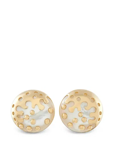 Pre-owned Bvlgari Mother Of Pearl Clip-on Earrings In Gold