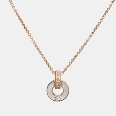 Pre-owned Bvlgari Mother Of Pearl Diamond 18k Yellow Gold Necklace