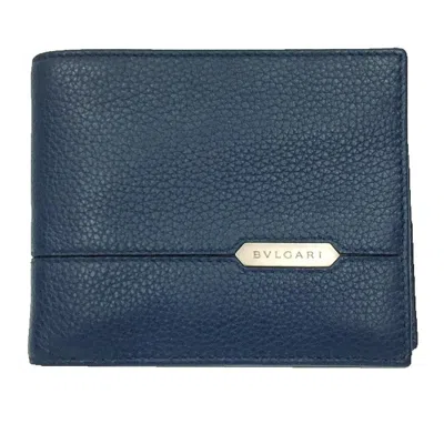 Pre-owned Bvlgari Navy Leather Bill Wallet (bi-fold) ()