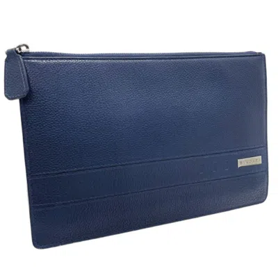 Pre-owned Bvlgari Navy Leather Clutch Bag () In Blue