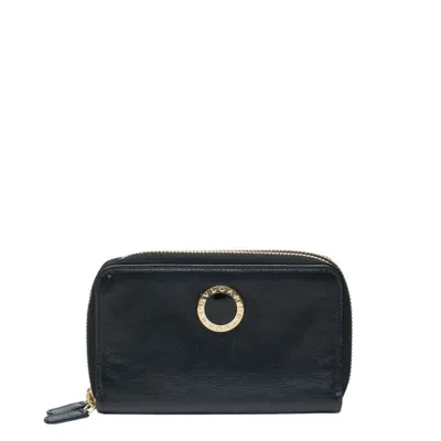 Pre-owned Bvlgari Navy Leather Coin Purse/coin Case () In Blue