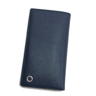 Pre-owned Bvlgari Navy Leather Long Wallet (bi-fold) () In Blue