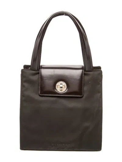 Pre-owned Bvlgari Nylon Top Handle Bag In Brown