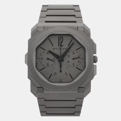 Pre-owned Bvlgari Octo Finissimo 103068 Grey Titanium Automatic Men Wristwatch 42mm In Gray