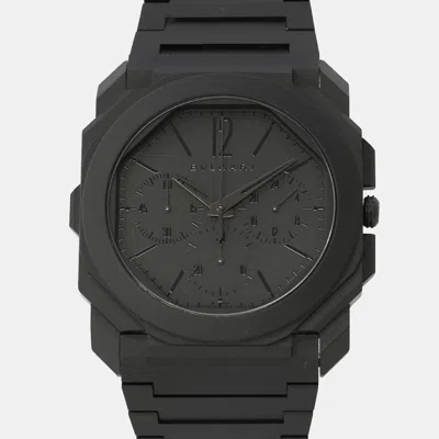 Pre-owned Bvlgari Octo Finissimo 103278 Automatic Black Ceramic Men's Wristwatch 43 Mm